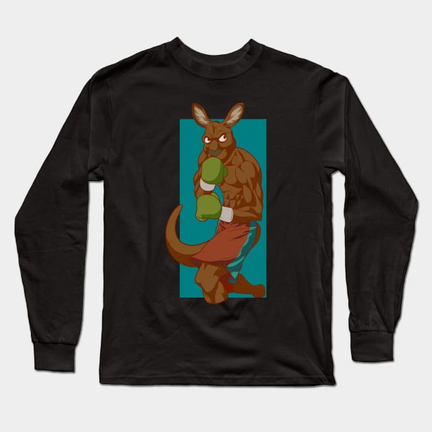 With boxing gloves - cartoon kangaroo boxer Long Sleeve T-Shirt by Modern Medieval Design